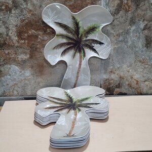 Vintage Palm Tree Serving Tray Set of 8